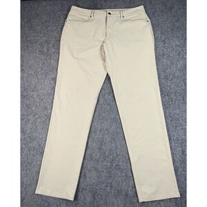 Lululemon ABC Pants Mens 36x33 Classic Chino 5 Pocket Khaki Tan Performance Golf